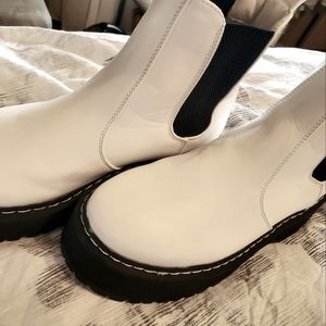 White Platform Chelsea Boots